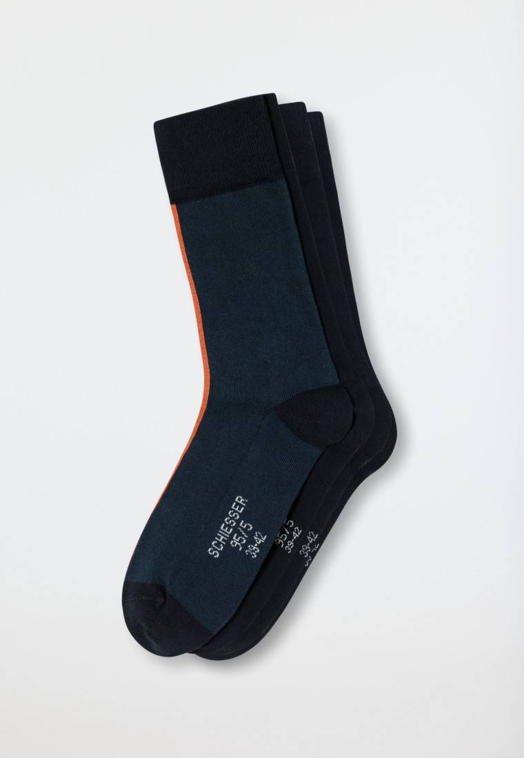 Schiesser Herrensocken 2er-Pack Organic Cotton nachtblau/grünblau - 95/5 Weihnachtsangebot