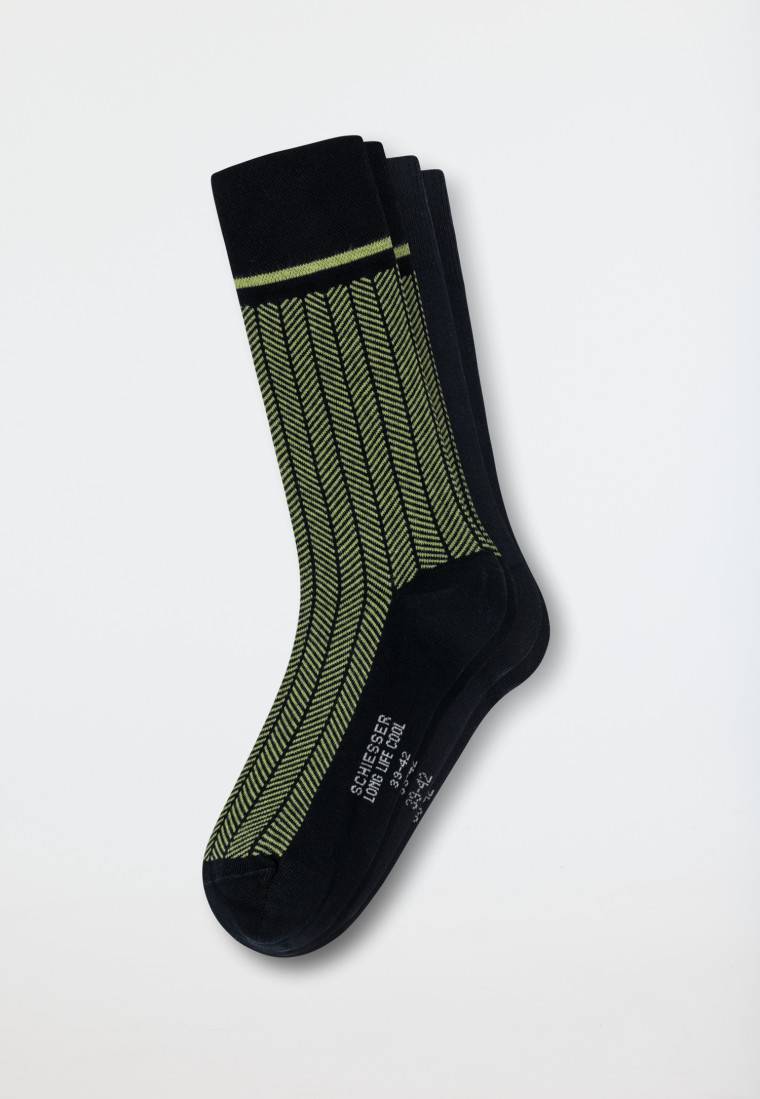 Schiesser Herrensocken 2er-Pack nachtblau/ grün - Long Life Cool Osterangebot