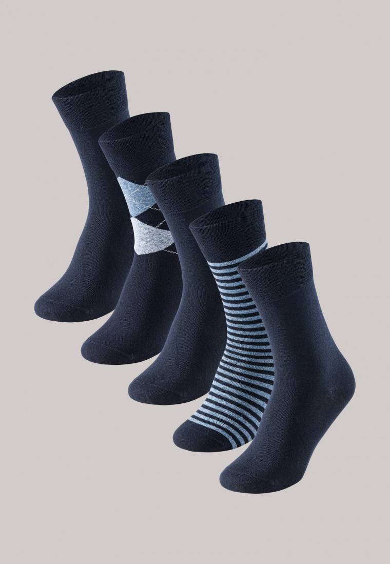 Schiesser Herrensocken 5er-Pack stay fresh gemustert nachtblau - Bluebird Jubiläumsangebot