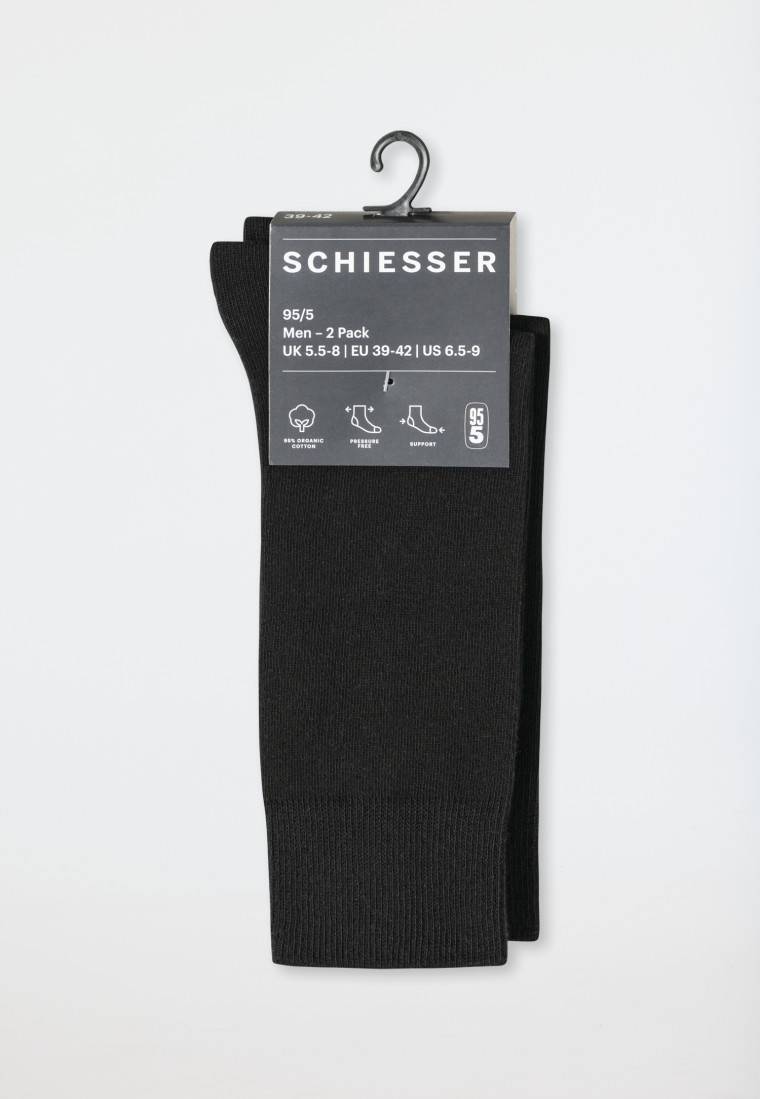Schiesser Herrensocken 2er-Pack Organic Cotton schwarz - 95/5 Lagerräumung