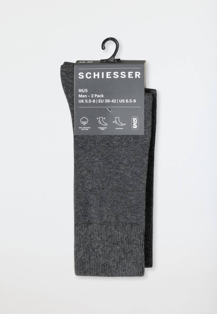 Schiesser Herrensocken 2er-Pack Organic Cotton anthrazit-meliert - 95/5 Heißer Verkauf