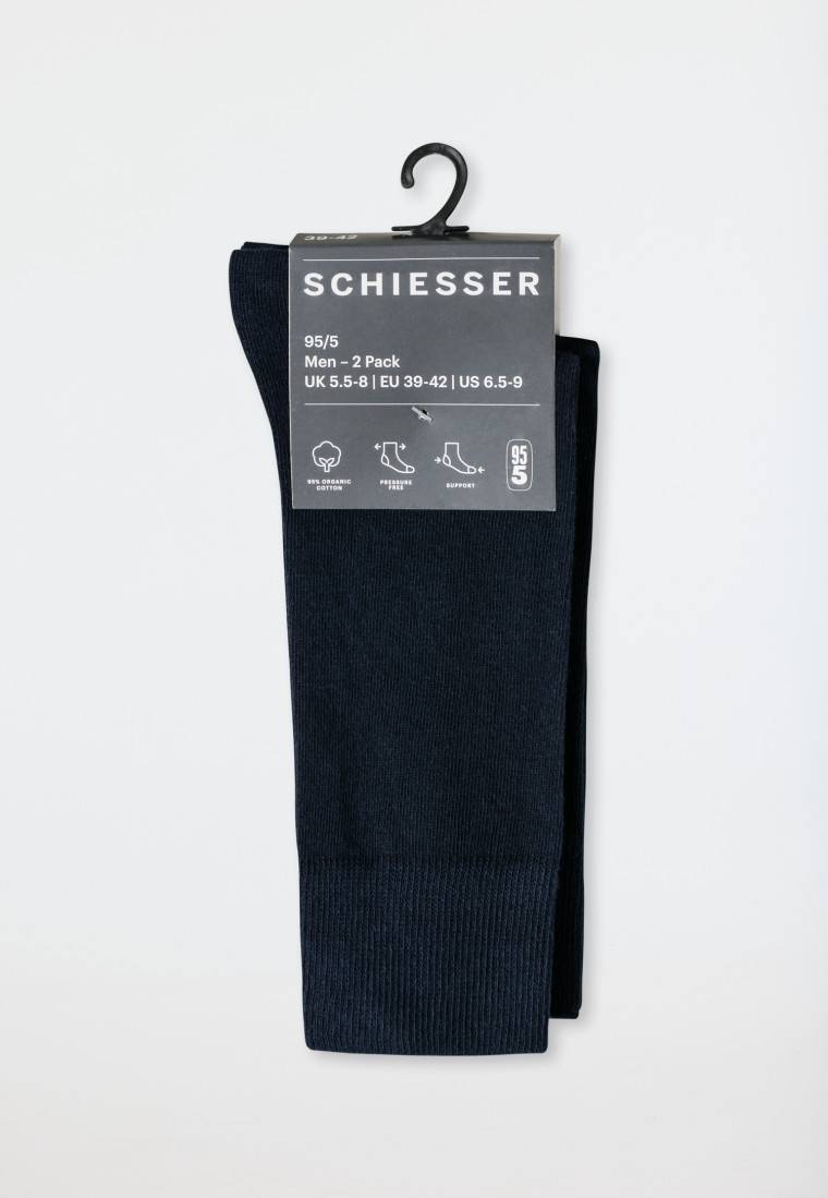 Schiesser Herrensocken 2er-Pack Organic Cotton nachtblau - 95/5 Neueste Mode
