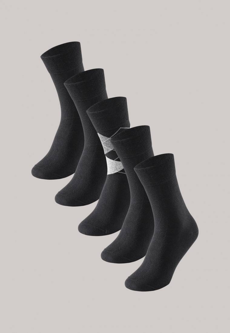 Schiesser Herrensocken 5er-Pack stay fresh Rauten schwarz - Bluebird Große Rabatte