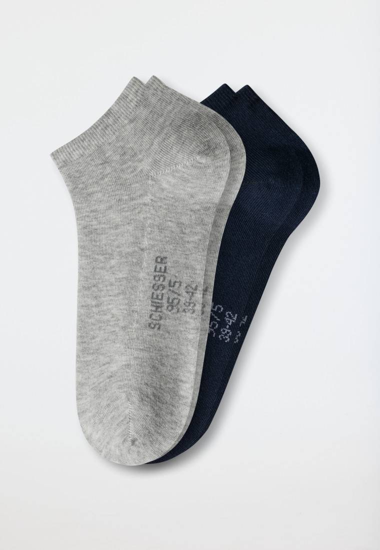 Schiesser Herrensneaker 2er-Pack Organic Cotton grau-meliert/dunkelblau - 95/5 Sonderangebote