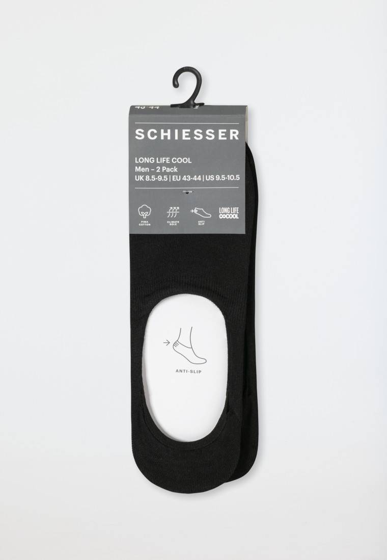 Schiesser Inshoe-Herrensocken 2er-Pack schwarz - Long Life Cool Tiefpreis