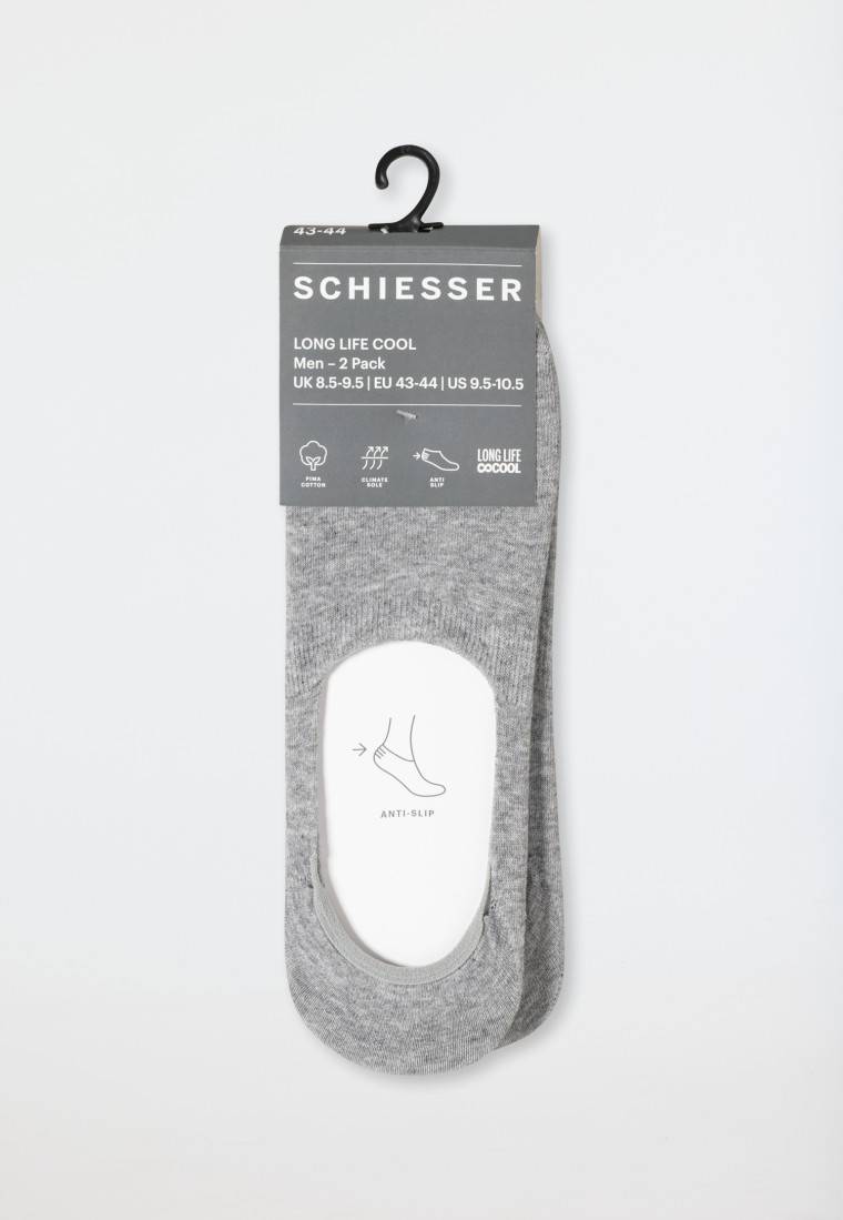 Schiesser Inshoe-Herrensocken 2er-Pack silbergrau meliert - Long Life Cool Super Sparpreis