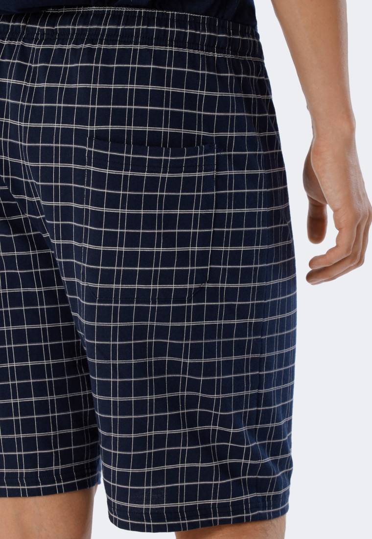 Schiesser Schlafanzug kurz Jersey V-Ausschnitt blau - Ebony Letzte 3 Tage