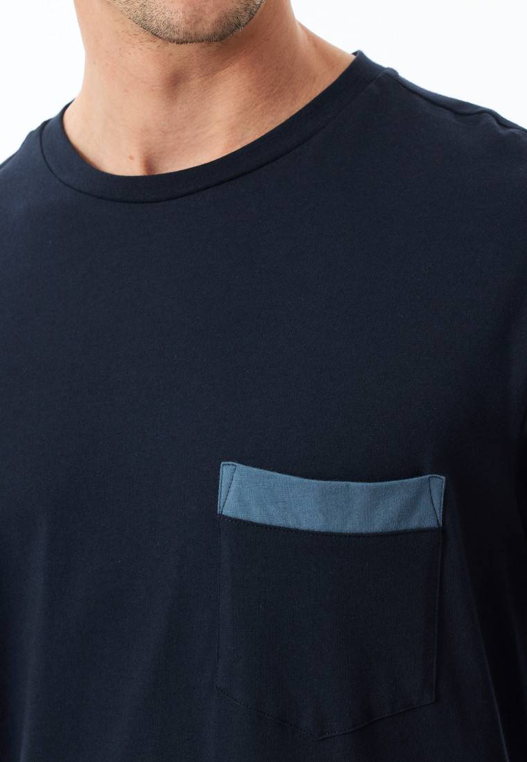 Schiesser Schlafanzug lang Organic Cotton Karos nachtblau - Comfort Nightwear JETZT KAUFEN