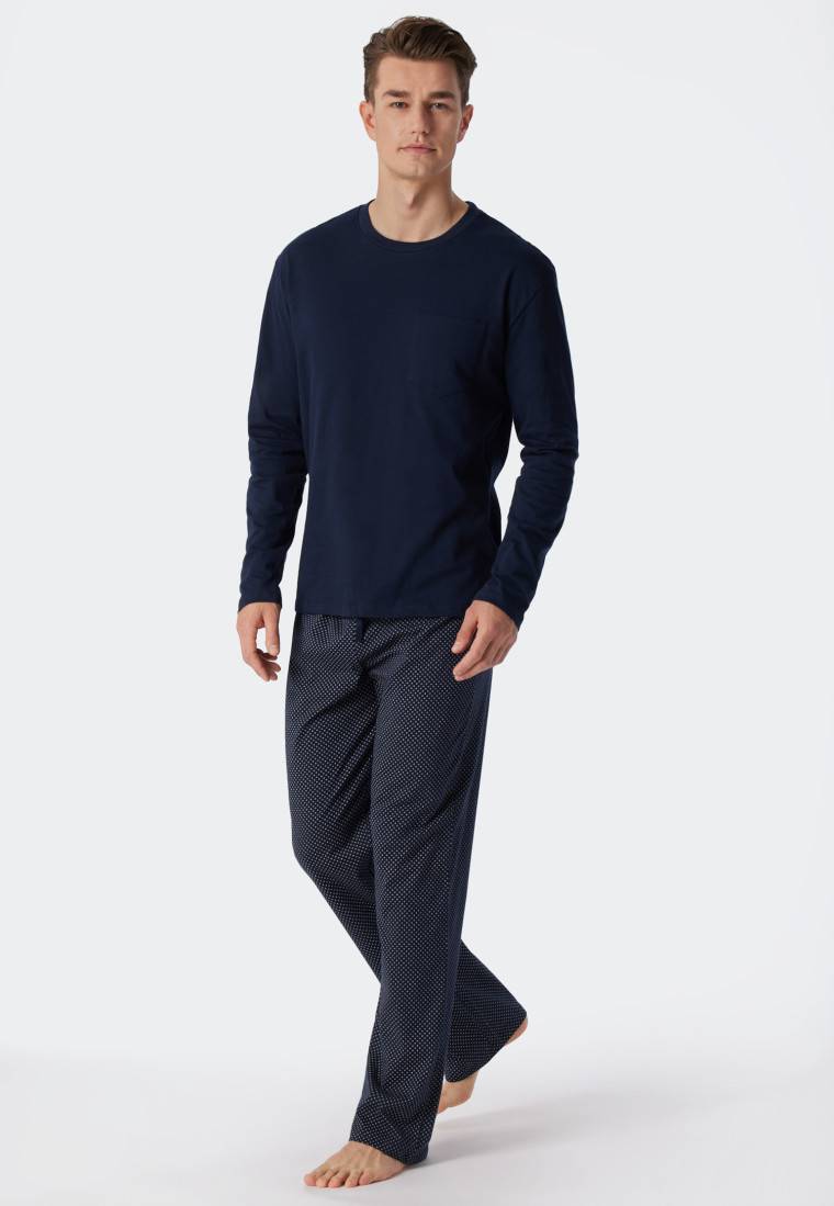 Schiesser Schlafanzug lang Jersey blau - Ebony Neueste Stile