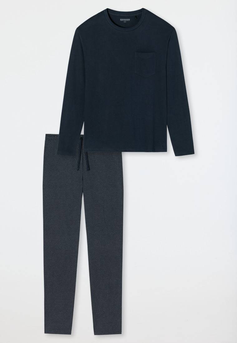 Schiesser Schlafanzug lang Jersey blau - Ebony Neueste Stile