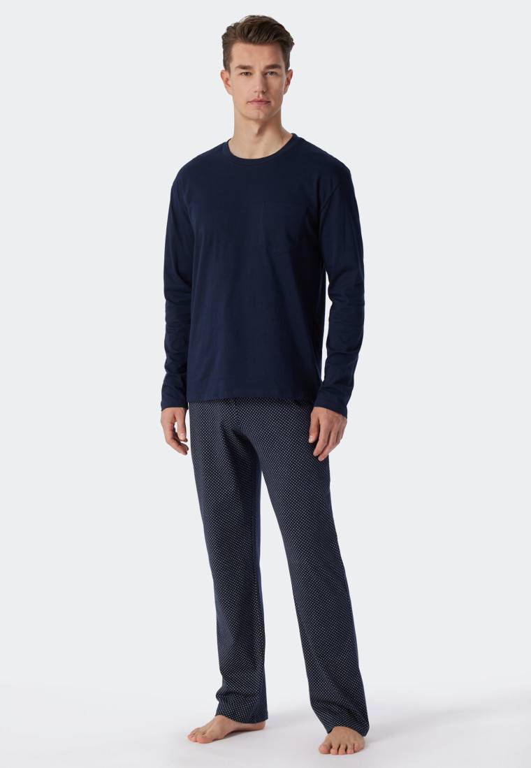 Schiesser Schlafanzug lang Jersey blau - Ebony Neueste Stile