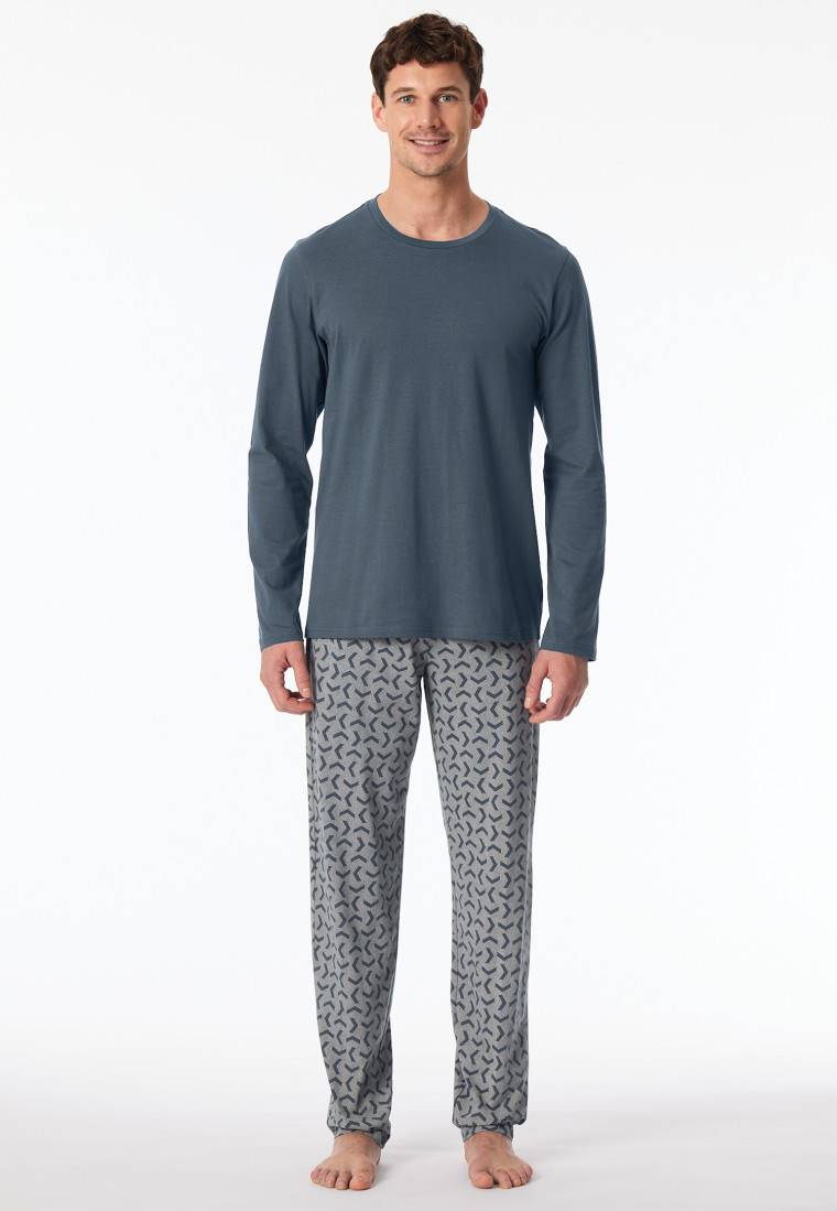 Schiesser Schlafanzug lang jeansblau - Casual Essentials Bis zu 60% Rabatt