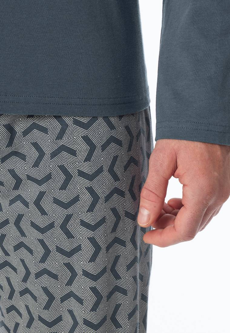 Schiesser Schlafanzug lang jeansblau - Casual Essentials Bis zu 60% Rabatt