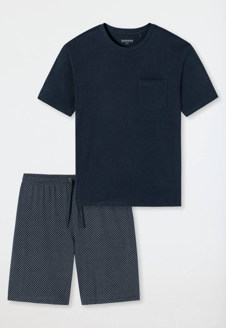 Schiesser Schlafanzug kurz Jersey blau - Ebony Vierteljährliche Förderung