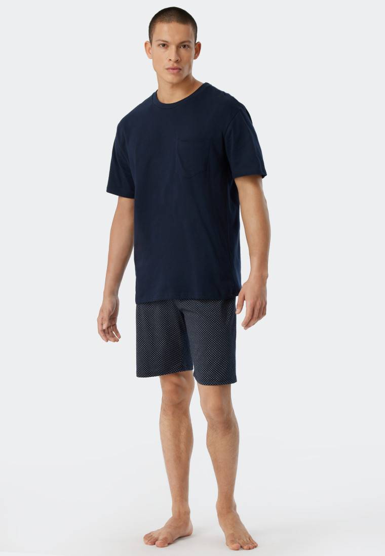 Schiesser Schlafanzug kurz Jersey blau - Ebony Vierteljährliche Förderung