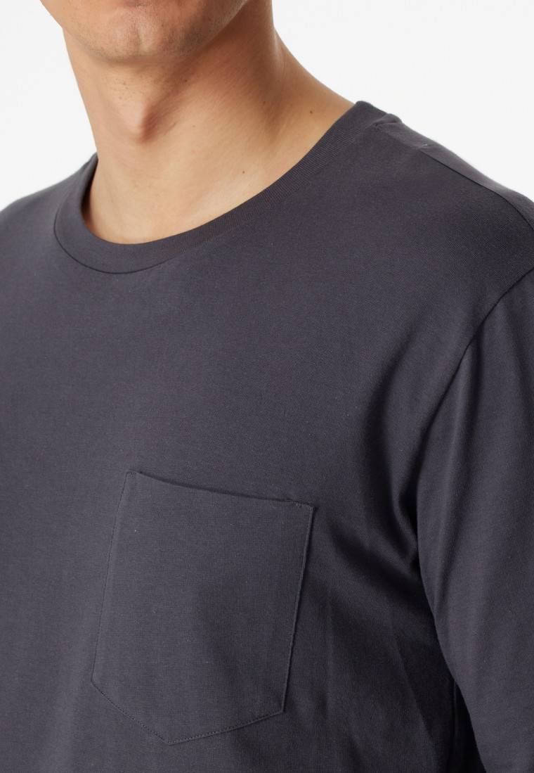 Schiesser Schlafanzug lang Jersey anthrazit - Ebony Fabrikladen
