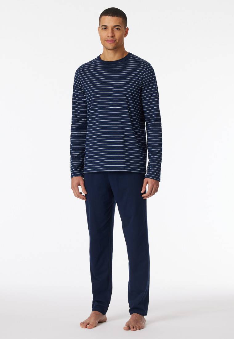 Schiesser Schlafanzug lang Streifen admiral - Casual Essentials Speichern exportieren