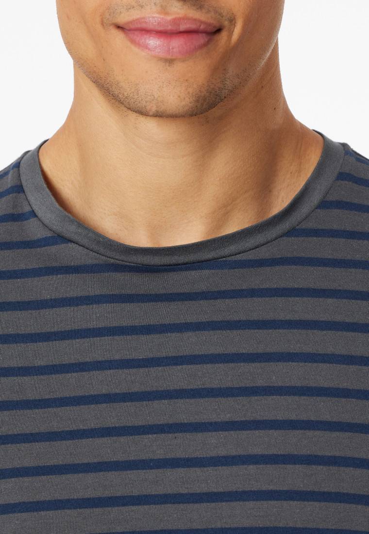 Schiesser Schlafanzug lang Streifen anthrazit - Casual Essentials 2025