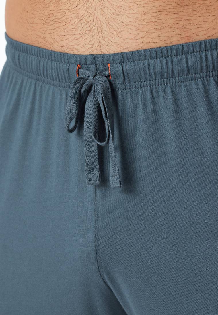 Schiesser Schlafanzug lang Streifen jeansblau - Casual Nightwear Online