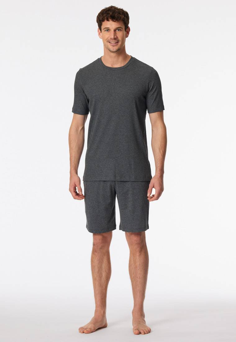 Schiesser Schlafanzug Doppelripp kurz dunkelgrau meliert - Modern Nightwear Hotsell