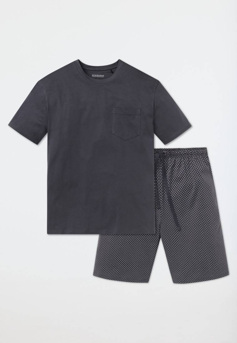 Schiesser Schlafanzug kurz Jersey grau - Ebony Fabrikverkauf