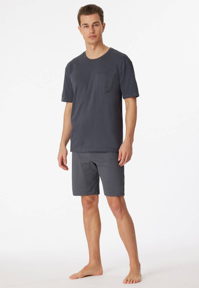 Schiesser Schlafanzug kurz Jersey grau - Ebony Fabrikverkauf