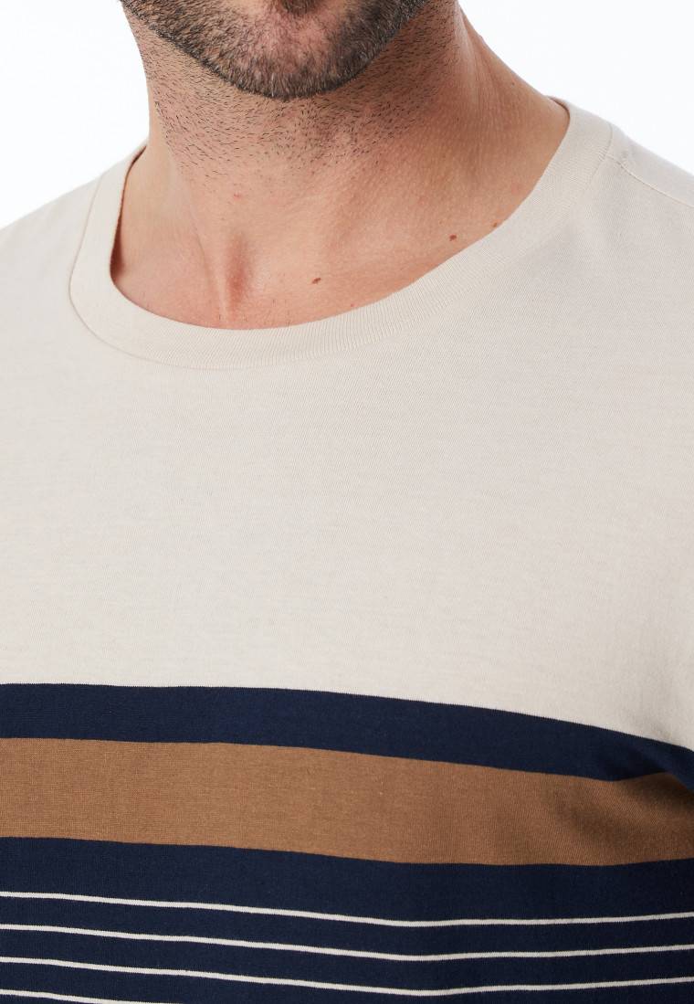 Schiesser Schlafanzug lang Streifen nachtblau - Casual Nightwear Fabrikpreis