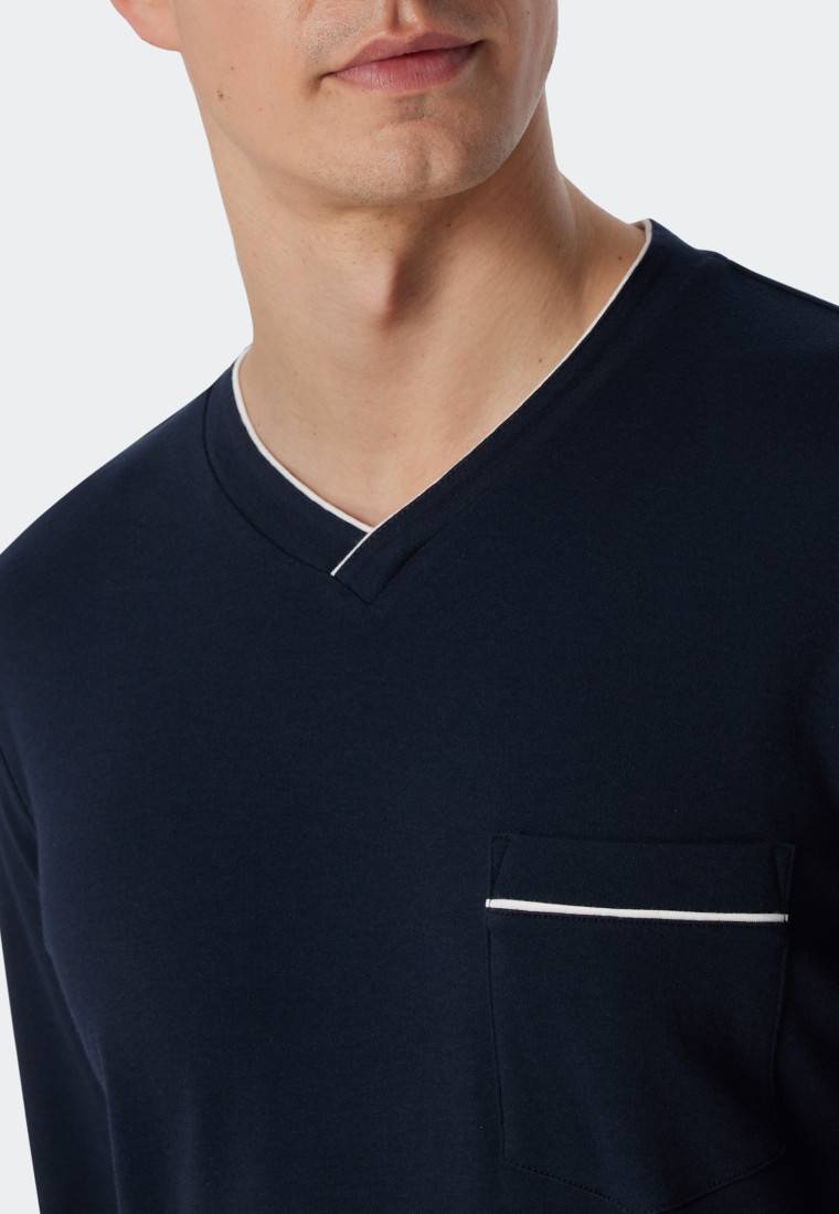 Schiesser Nachthemd langarm Interlock dunkelblau - Fine Interlock Günstig kaufen