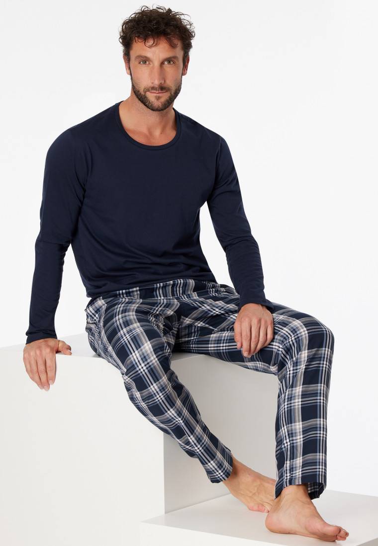 Schiesser Shirt langarm Jersey rundhals dunkelblau - Mix+Relax Versandkostenfrei