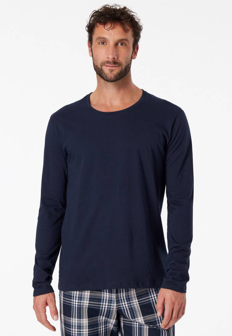 Schiesser Shirt langarm Jersey rundhals dunkelblau - Mix+Relax Versandkostenfrei