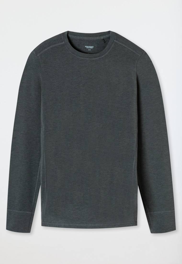Schiesser Shirt langarm wärmend dunkelgrau meliert - Casual Warming Flash Sale