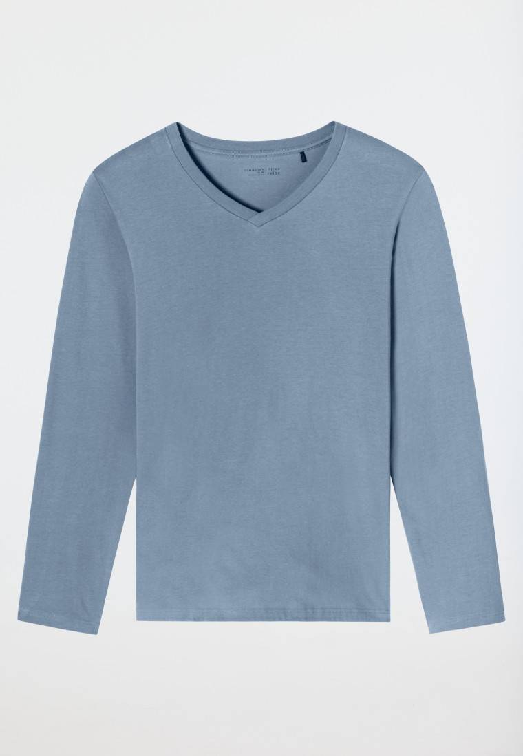 Schiesser Shirt langarm V-Ausschnitt blaugrau - Mix+Relax Begrenztes Angebot
