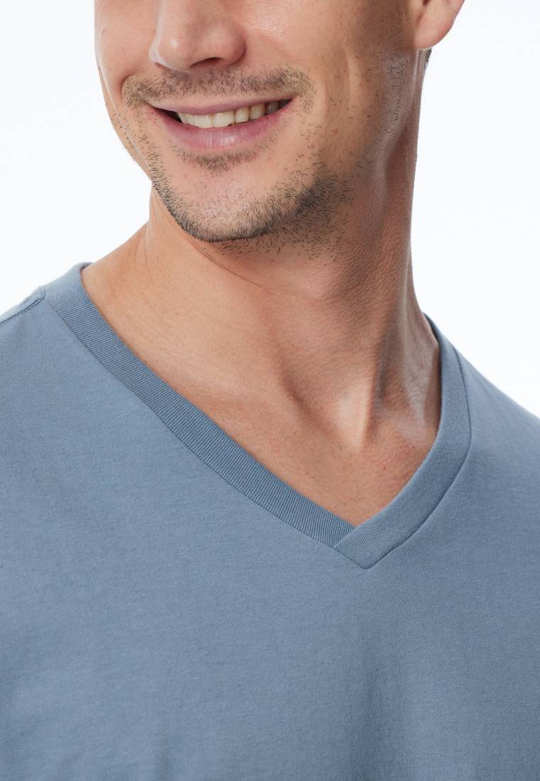 Schiesser Shirt langarm V-Ausschnitt blaugrau - Mix+Relax Begrenztes Angebot