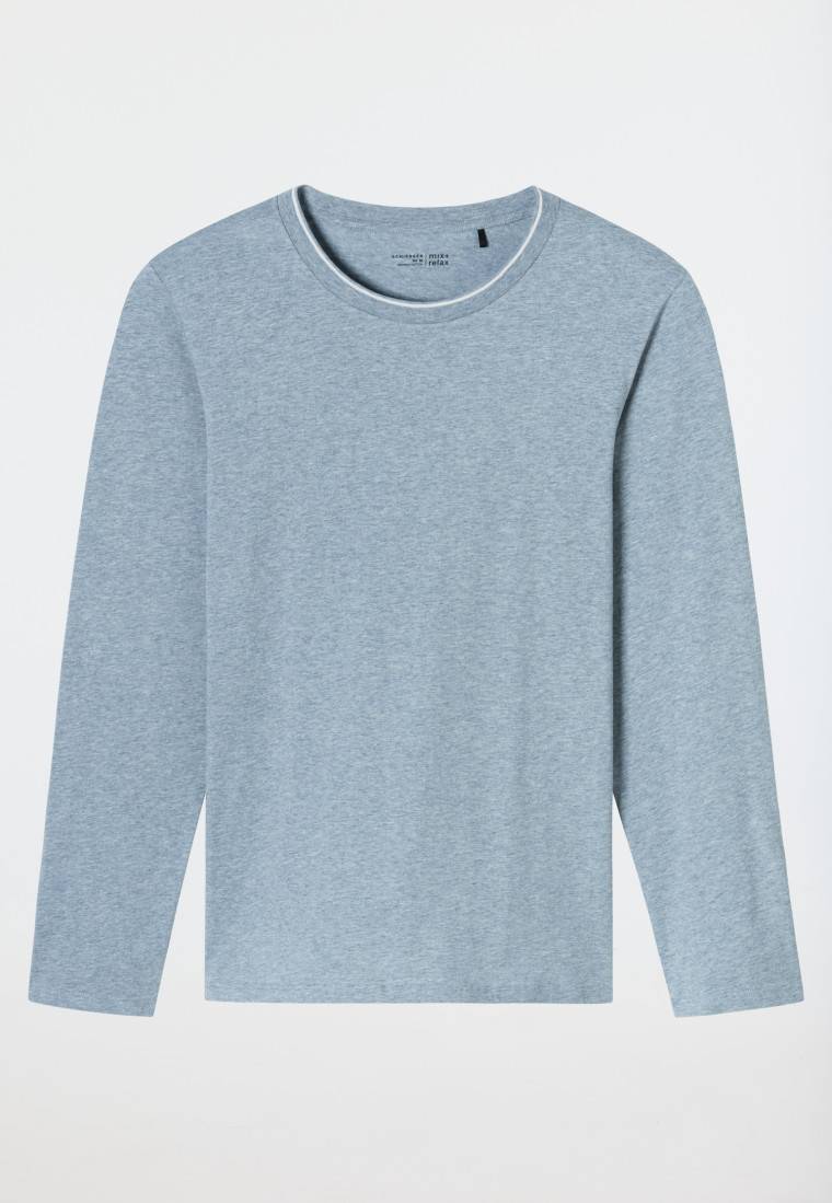 Schiesser Shirt langarm jeansblau meliert - Mix+Relax Saisonschlussverkauf