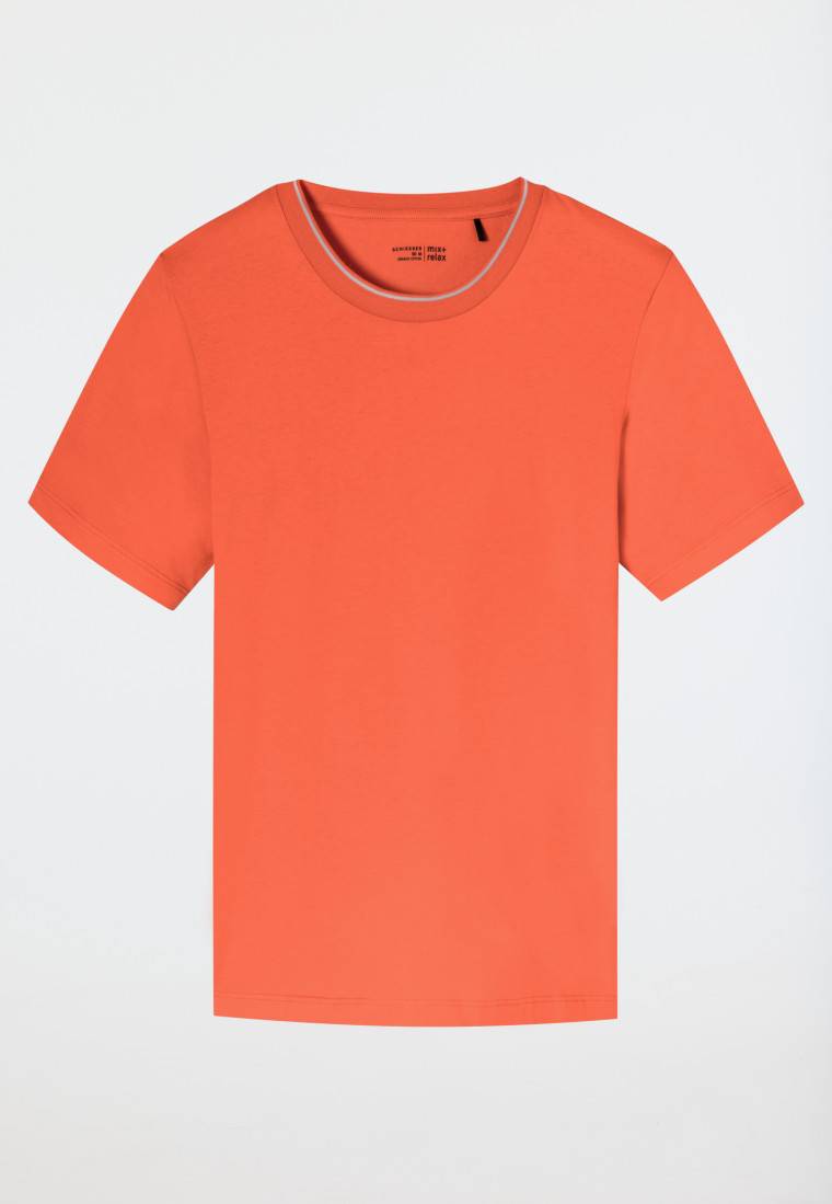Schiesser Shirt kurzarm Organic Cotton Streifen orange - Mix+Relax Weihnachtsangebot