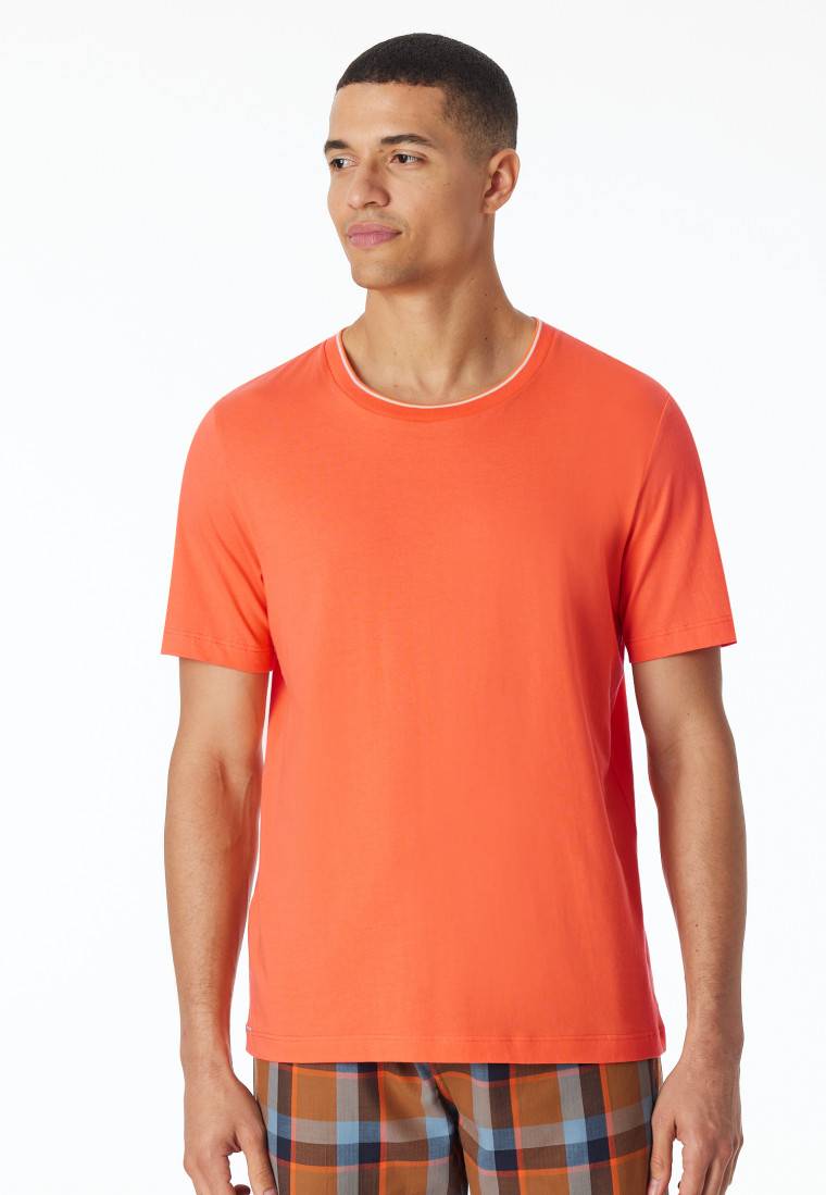 Schiesser Shirt kurzarm Organic Cotton Streifen orange - Mix+Relax Weihnachtsangebot