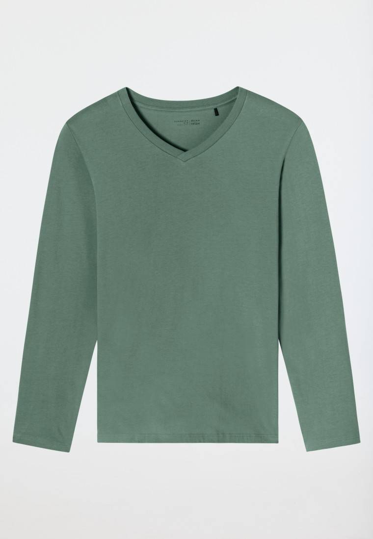 Schiesser Shirt langarm V-Ausschnitt grün - Mix+Relax Muttertagsangebot