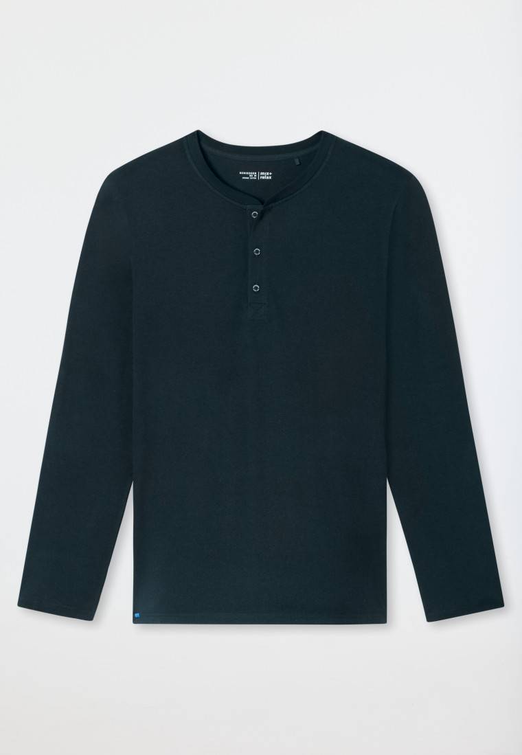 Schiesser Shirt langarm Knopfleiste nachtblau - Mix+Relax Valentinstagsangebot