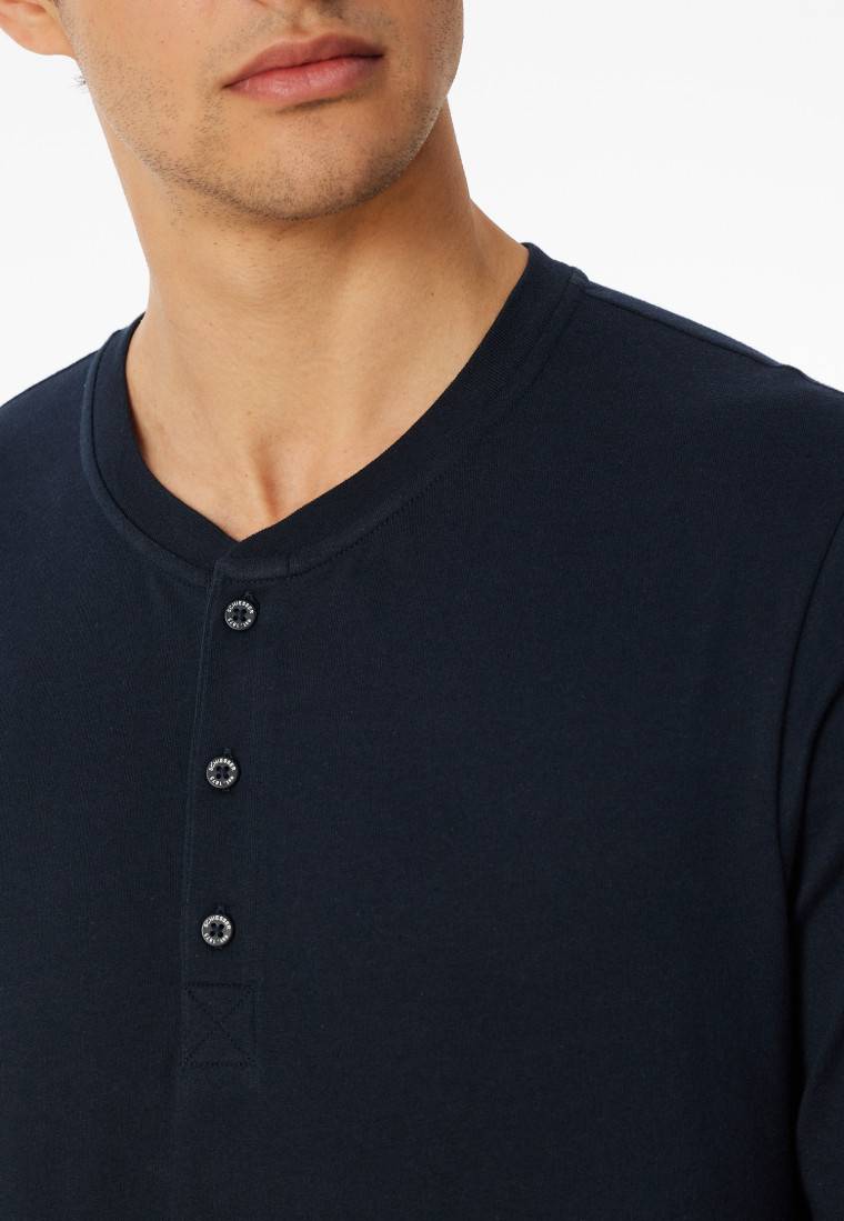 Schiesser Shirt langarm Knopfleiste nachtblau - Mix+Relax Valentinstagsangebot