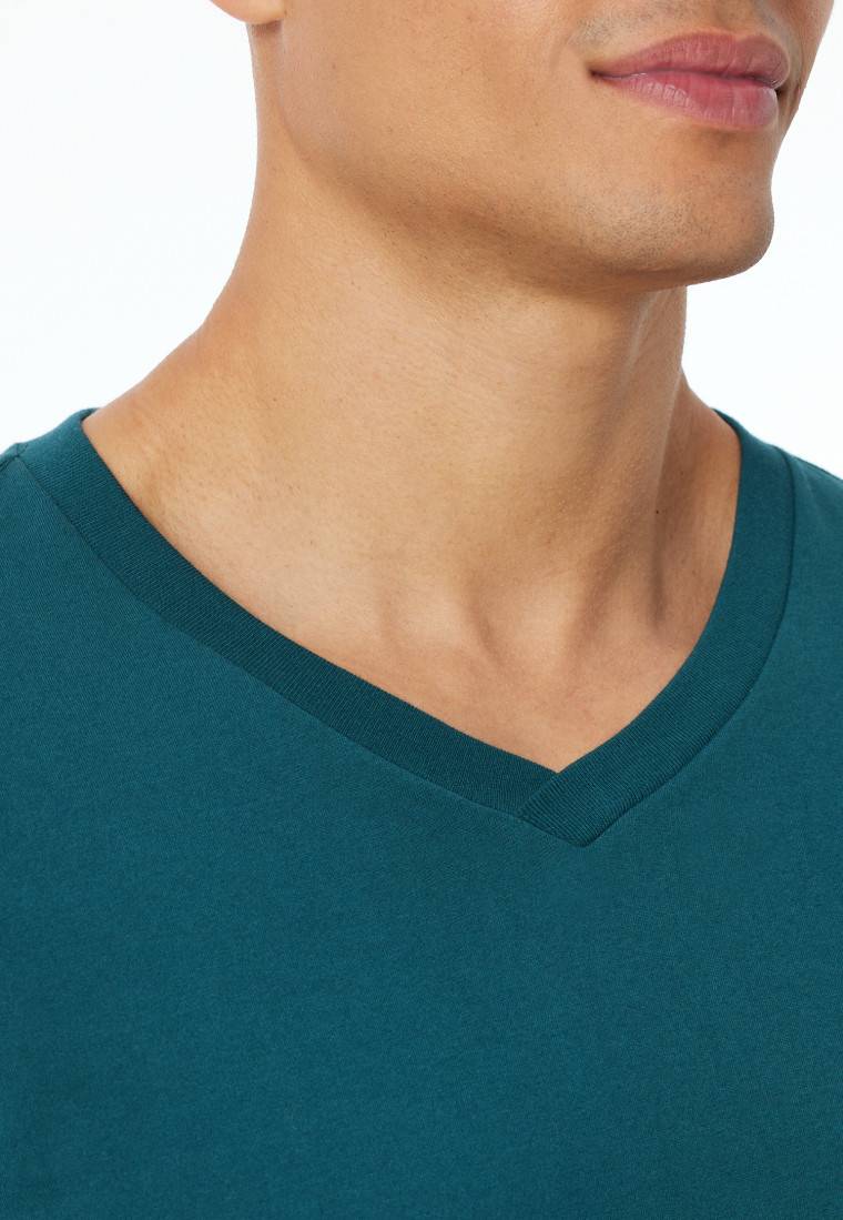 Schiesser Shirt langarm V-Ausschnitt petrol - Mix+Relax Jubiläumsangebot