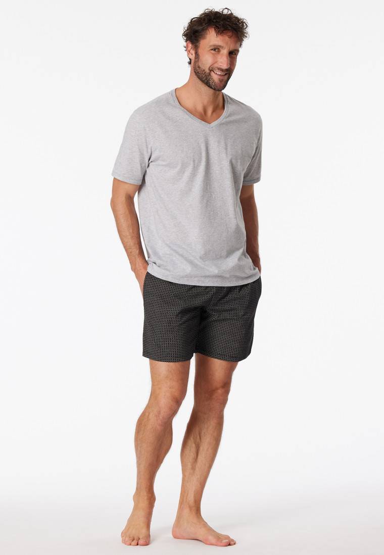 Schiesser Shirt kurzarm V-Ausschnitt grau-meliert - Mix+Relax