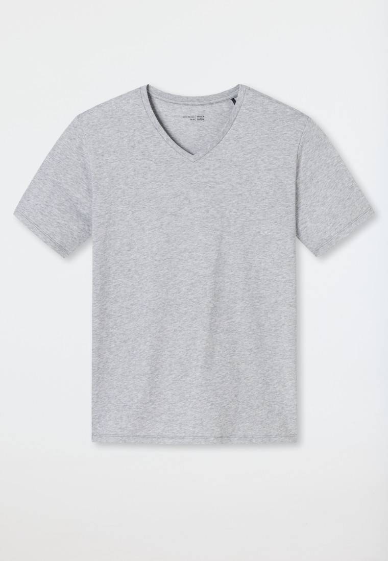 Schiesser Shirt kurzarm V-Ausschnitt grau-meliert - Mix+Relax Lagerräumung