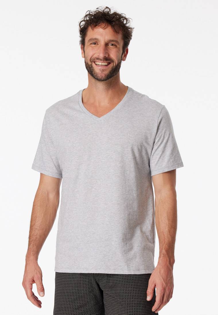 Schiesser Shirt kurzarm V-Ausschnitt grau-meliert - Mix+Relax Lagerräumung