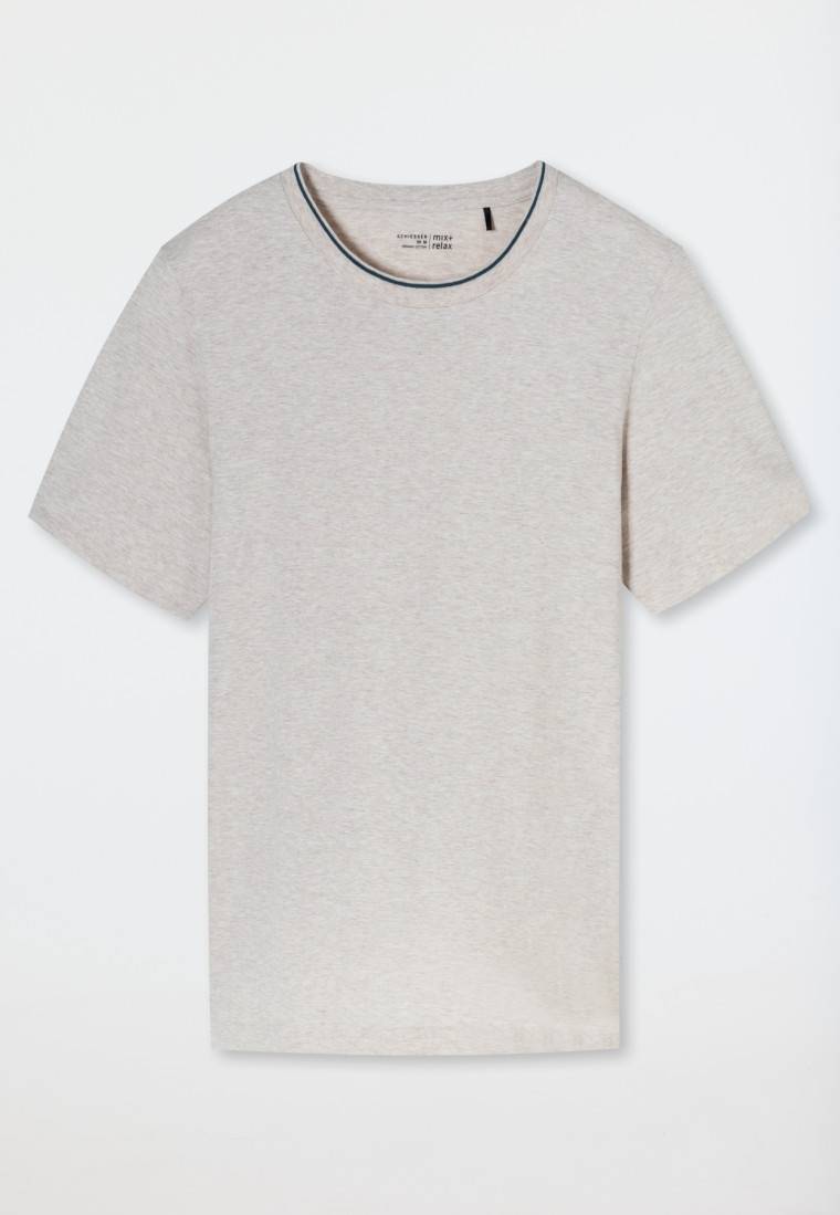 Schiesser Shirt kurzarm Organic Cotton Streifen beige-meliert - Mix+Relax Heißer Verkauf