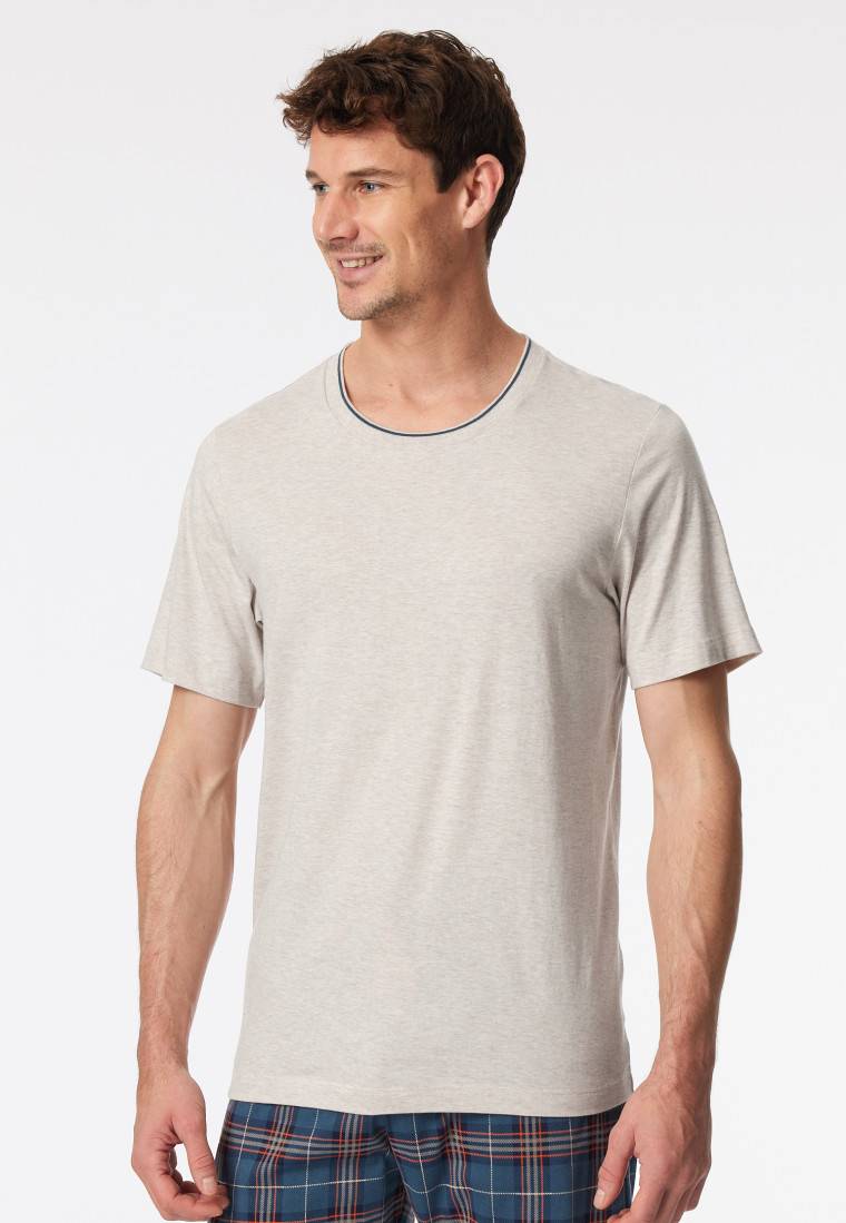 Schiesser Shirt kurzarm Organic Cotton Streifen beige-meliert - Mix+Relax Heißer Verkauf