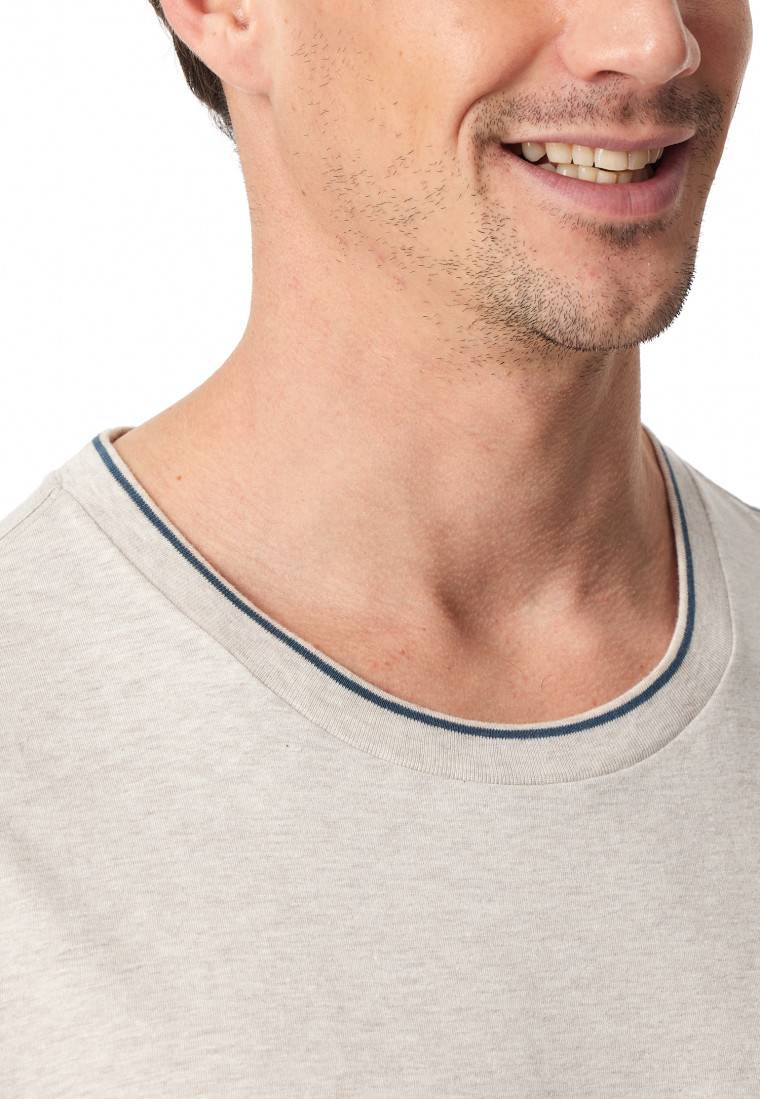 Schiesser Shirt kurzarm Organic Cotton Streifen beige-meliert - Mix+Relax Heißer Verkauf