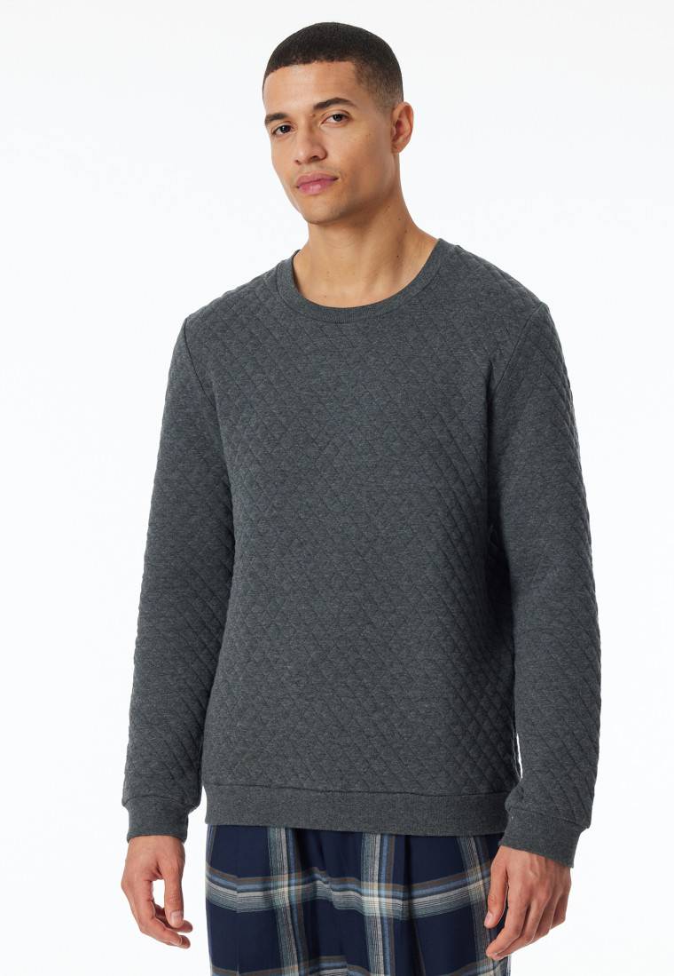 Schiesser Sweatshirt dunkelgrau gemustert - Mix+Relax Top Angebot