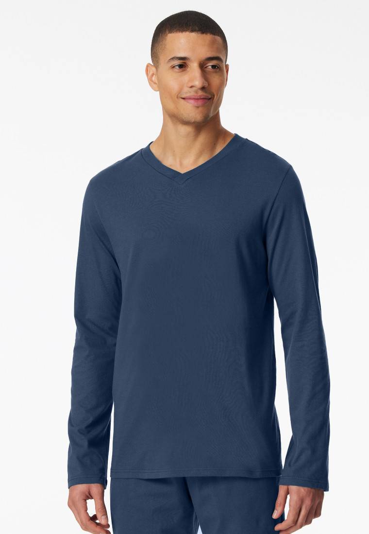 Schiesser Shirt langarm V-Ausschnitt royal - Mix+Relax Online Outlet