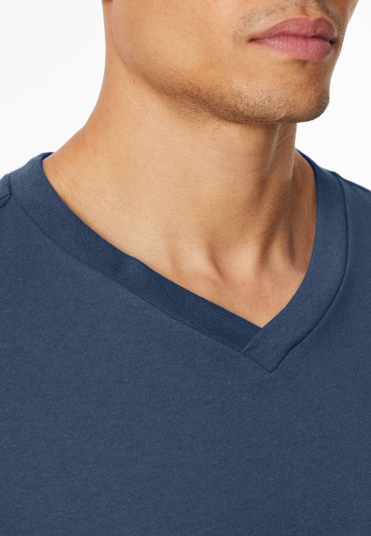 Schiesser Shirt langarm V-Ausschnitt royal - Mix+Relax Online Outlet