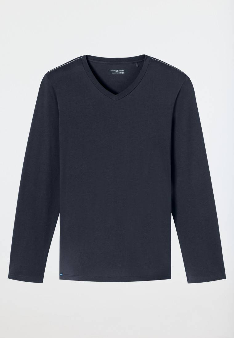 Schiesser Shirt langarm V-Ausschnitt nachtblau - Mix+Relax Zeitlich begrenztes Angebot